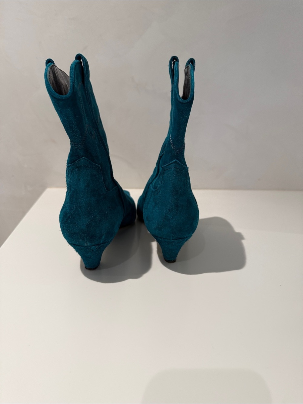 KHAITE Teal Suede Western Ankle Boots - Picture 3 of 4